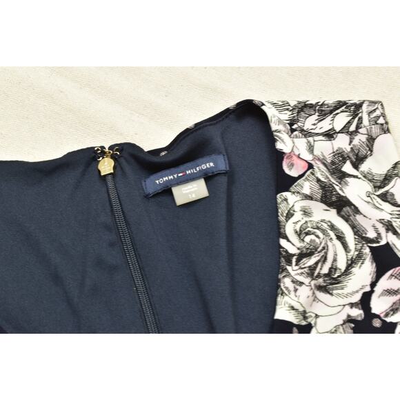 Tommy Hilfiger Women's Midi Dress Fit & Flare Blue FLoral Size 14 Polyester - Picture 5 of 8